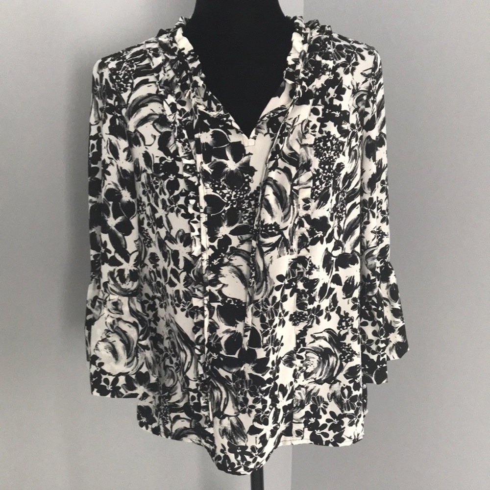 Karl Lagerfeld Black and White Floral Blouse